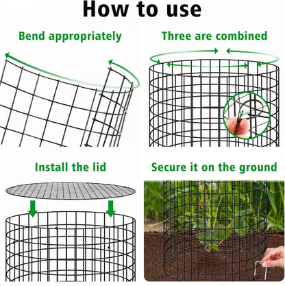 Hi Sasara 5 Sets Wire Plant Protectors Cage with Staples,11.8" Dia x 11.8" H,Plant Protector with