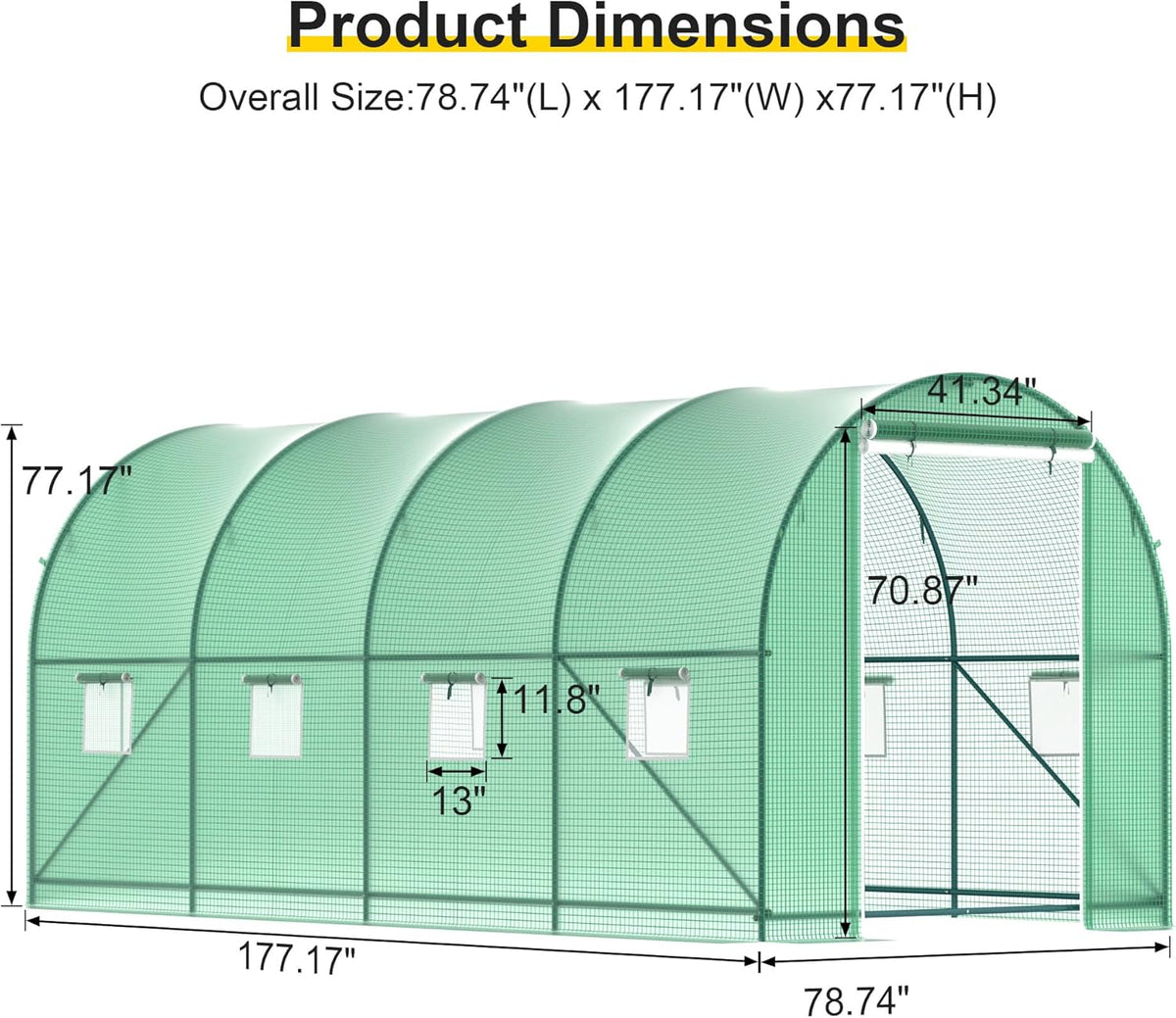 15x7x7 FT Walk-in Greenhouse for Outdoors w/ Watering System,8-Ventilated Screen Window Portable