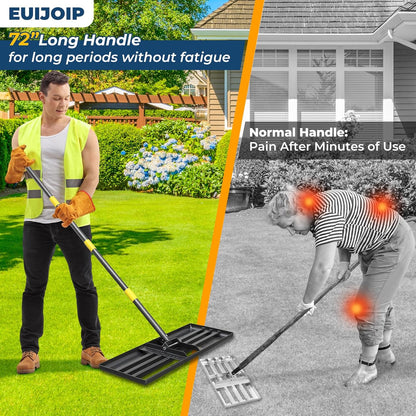 Extra Wide 30" Leveling Rake for Lawn Care - 60in Extendable Stainless Steel Handle with Ergonomic