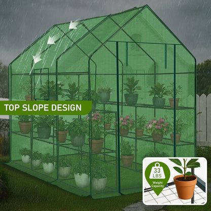 Outvita Walk-in Greenhouse, Outdoor Durable PE Plant Green House for Frost Protection with 3 Tiers