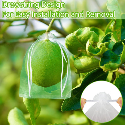 Morcheiong 60pcs Reusable Netting Mesh Bags - 6" x 8", Garden Fruit Protection with Drawstring