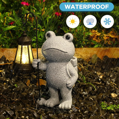 Garden Statue Frog Outdoor Decor, Solar Patio Garden Sculptures & Statues, Resin Decor Gift for