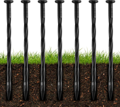 300Pcs 8-Inch Plastic Landscape Edging Spikes, Spiral Anchoring Nails for Weed Barrier, Paver