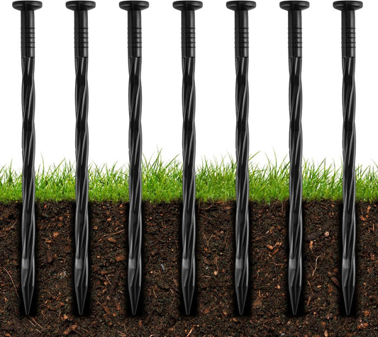 300Pcs 8-Inch Plastic Landscape Edging Spikes, Spiral Anchoring Nails for Weed Barrier, Paver