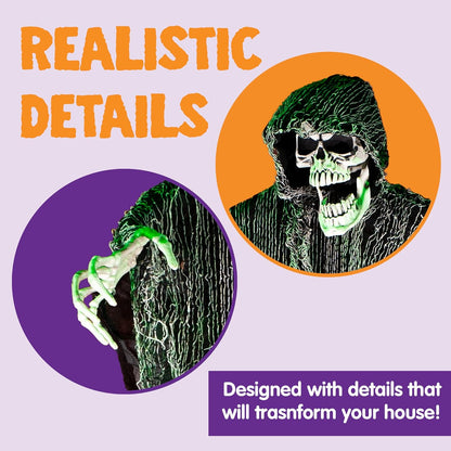 JOYIN Halloween Hanging Grim Reapers (3 Pack), One 47” and Two 35” Grim Reapers, Halloween Skeleton