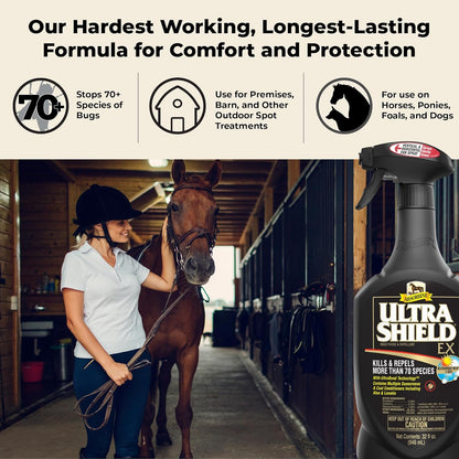 Absorbine UltraShield EX 32oz Sprayer Insecticide, Kills & Repels Flies, Mosquitoes, Ticks, Fleas