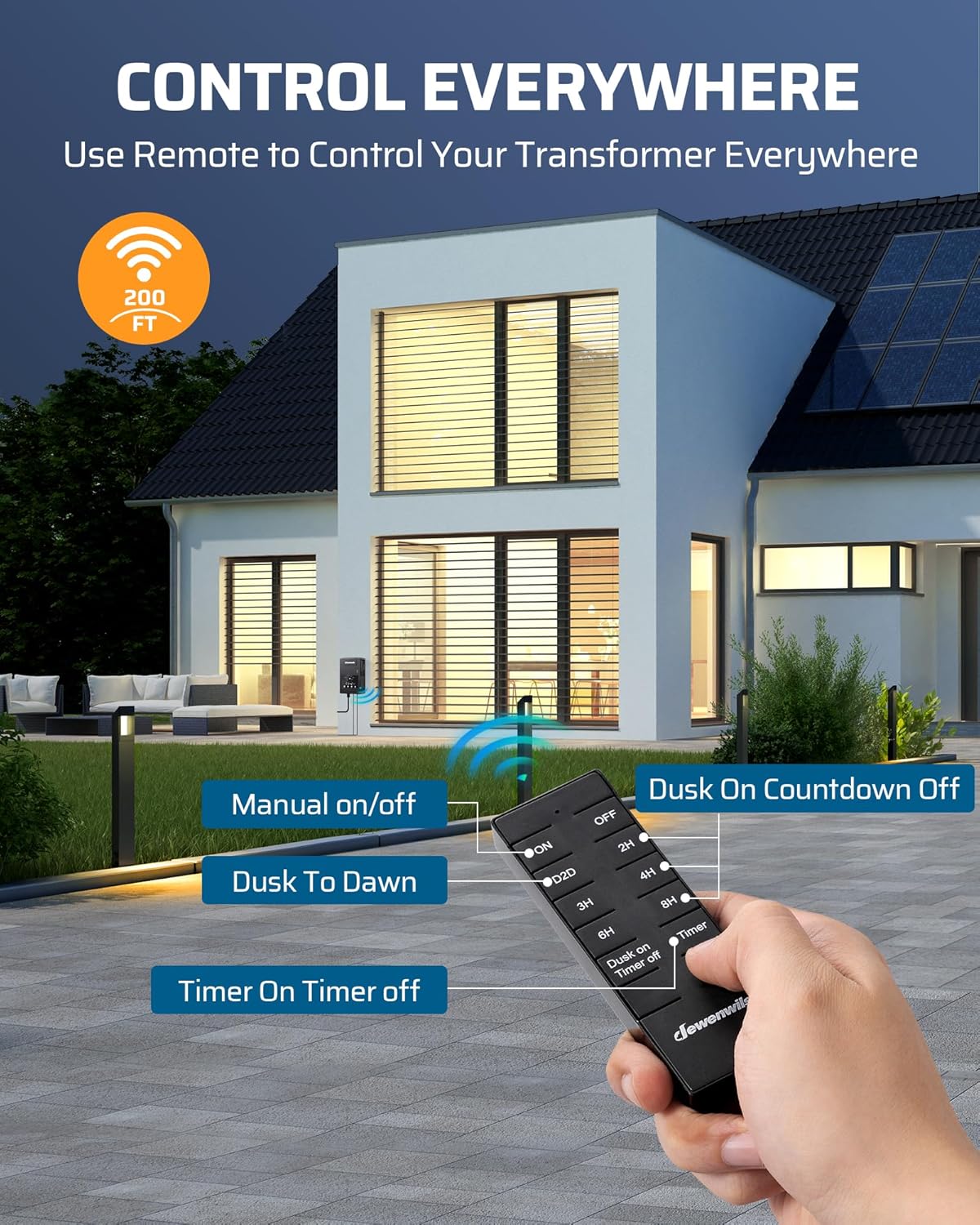 DEWENWILS 120W Low Voltage Landscape Transformer with Remote Control, 120V AC to 12V DC, Low