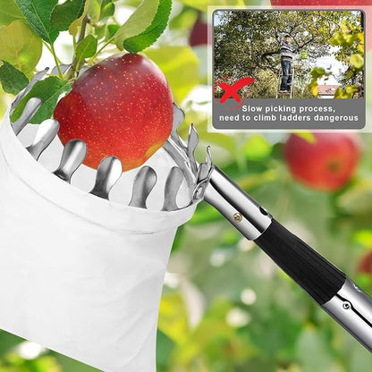 Fruit Picker Pole with Basket Telescoping, 11.5FT Adjustable Fruits Picker Tool with Lightweight