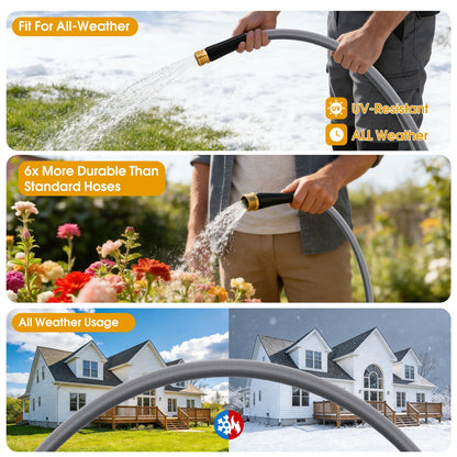 Garden Hose 50 FT, Non-Expanding Water Hose, Ultra-Light & Flexible, Burst-Resistant, Kink-Free