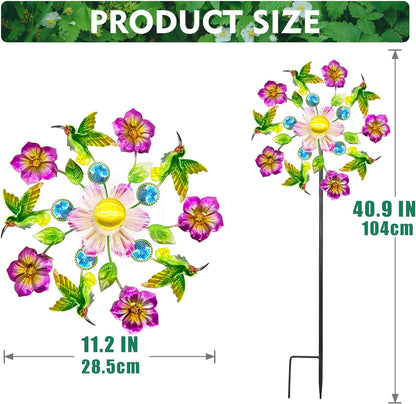 Solar Wind Spinners Outdoors for Yard and Garden - 40 Inch Metal Wind Sculpture, Outdoor Kinetic
