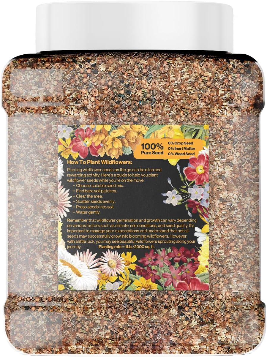 Bulk Wildflower Seed Mix – Honey Bee Wildflower Seed Mix 1 Pound Tub by GevaGrow | Bulk 300,000+