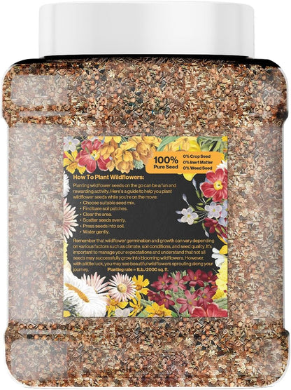 Bulk Wildflower Seed Mix – Honey Bee Wildflower Seed Mix 1 Pound Tub by GevaGrow | Bulk 300,000+