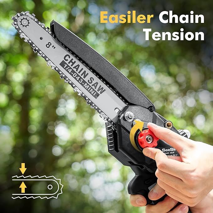 Mini Chainsaw Cordless 8 inch: Electric Chainsaw Battery Powered, Brushless Chain Saw with Auto
