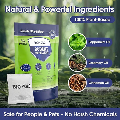 Rodent Repellent Pouches – Peppermint Oil, Plant-Powered – Repels Mice, Rats & Squirrels, Mouse