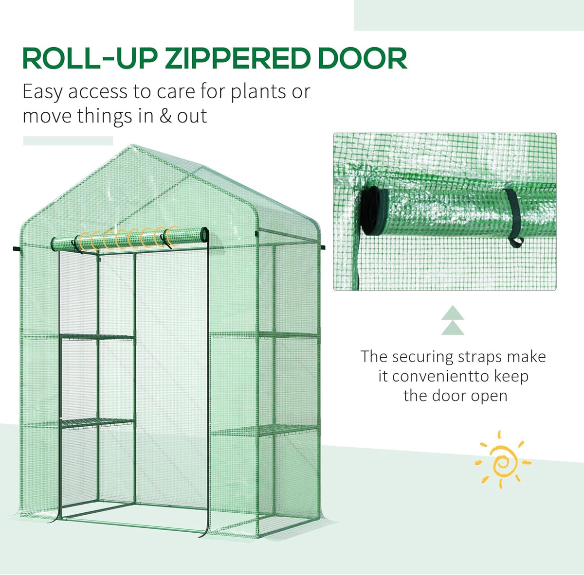 Outsunny 5' x 2.5' x 6.5' Mini Walk-in Greenhouse Kit, Portable Green House with 3 Tier Shelves