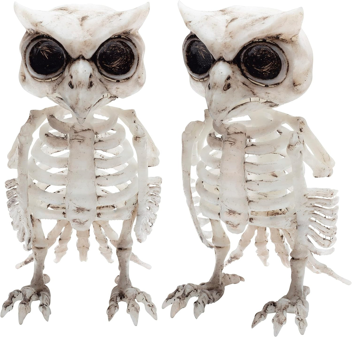 SCS Direct Owl Skeleton Halloween Decoration (2 Pack) - 6.5" Long - Weather Resistant for