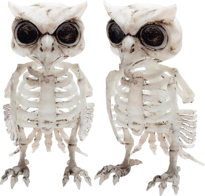 SCS Direct Owl Skeleton Halloween Decoration (2 Pack) - 6.5" Long - Weather Resistant for