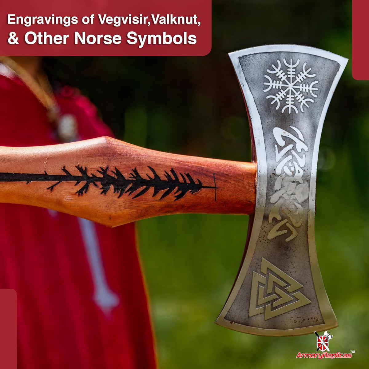 Armory Replicas™ Viking Raider Double Bitted War Axe - Hand Crafted Tempered Carbon Steel Norse