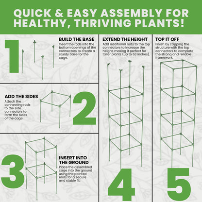 Tomato Cage Square - Large Trellis Stakes and Plant Support Structures for Vegetables and Climbing