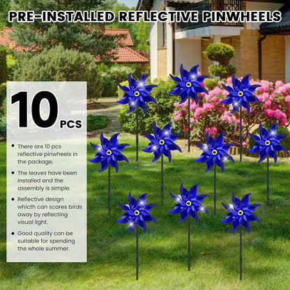 10 PCS Reflective Pinwheels for Yard and Garden Bird Devices Pre-Installed Sparkly Wind Spinner