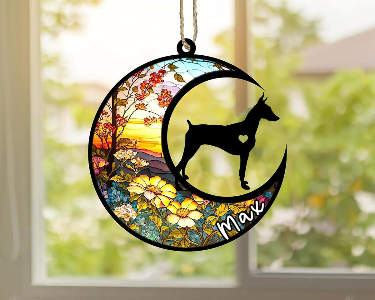 Personalized Dog Memorial, Custom Name Doberman Pinscher Cropped Ears Dog Christmas Ornament