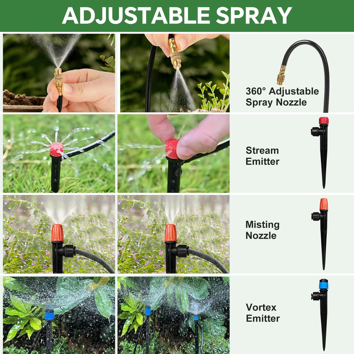 230FT Drip Irrigation System for Garden with 38pcs Adjustable Copper Nozzles & Emitters, Automatic