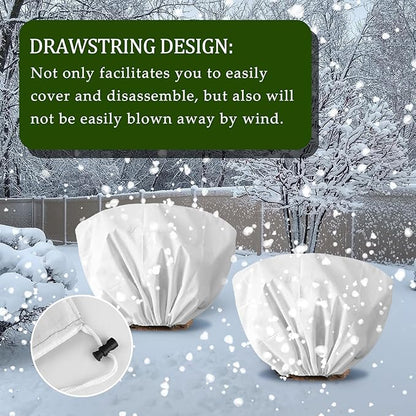 8 Pcs Plant Covers Frost Protection Bag 39.3" x 19.6" Winter Reusable Plants Jacket with Drawstring