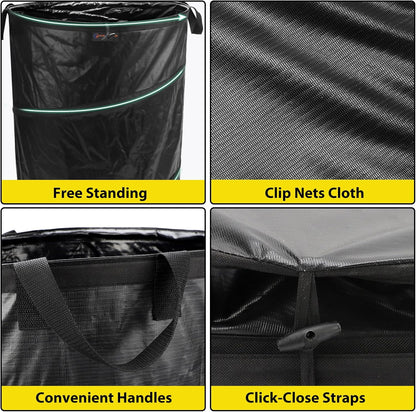 YUDI & GARDEN 45 Gallon Collapsible Garden Bag｜Collapsible Trash Can｜Camping Trash Can,Black,for