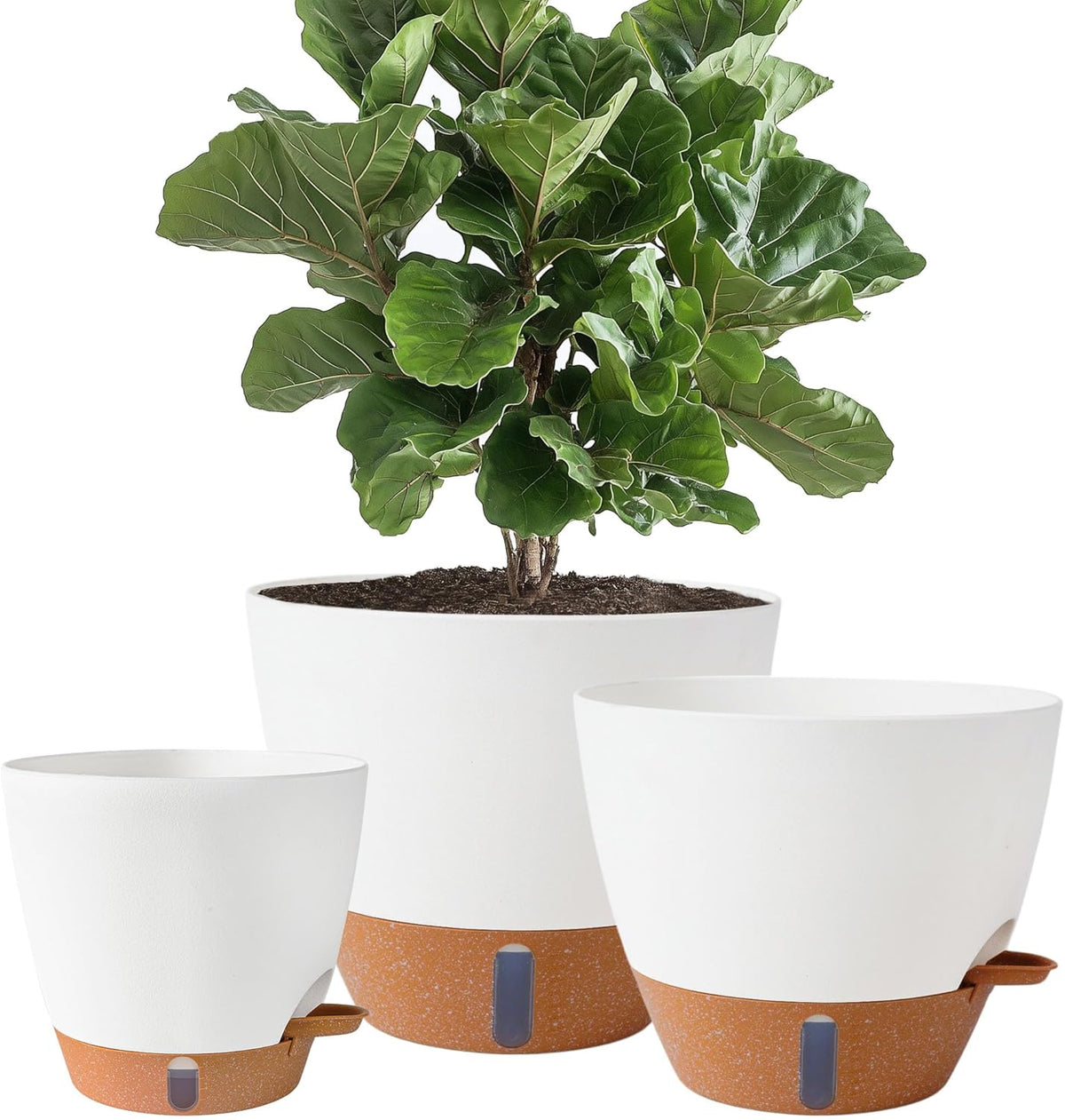 8/10/12 Inch Self Watering Pots for Indoor/Outdoor Plants - Large Plastic Planter with Drainage