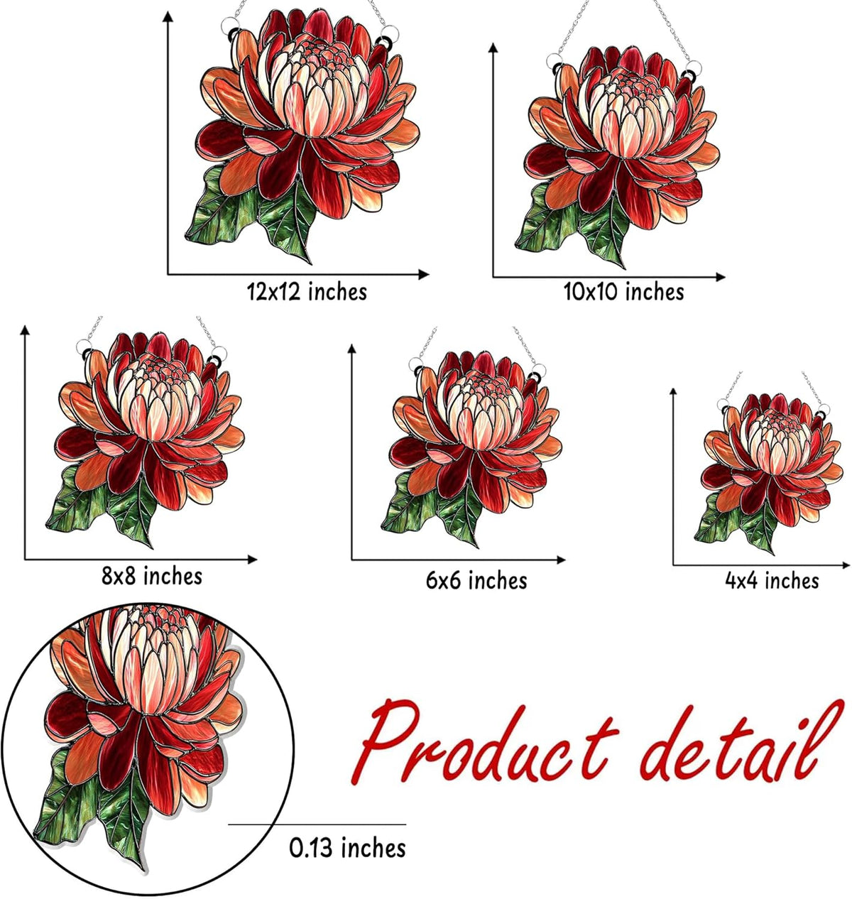 Dahlia August Flower Acrylic Suncatcher Stained Glass Effect Window Car Hanging Christmas Ornament