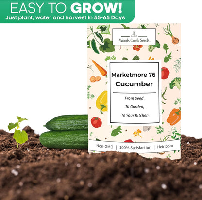 Marketmore 76 Cucumber Seeds for Planting - Heirloom Cucumber Seed Pack - Non-GMO, Crisp Texture