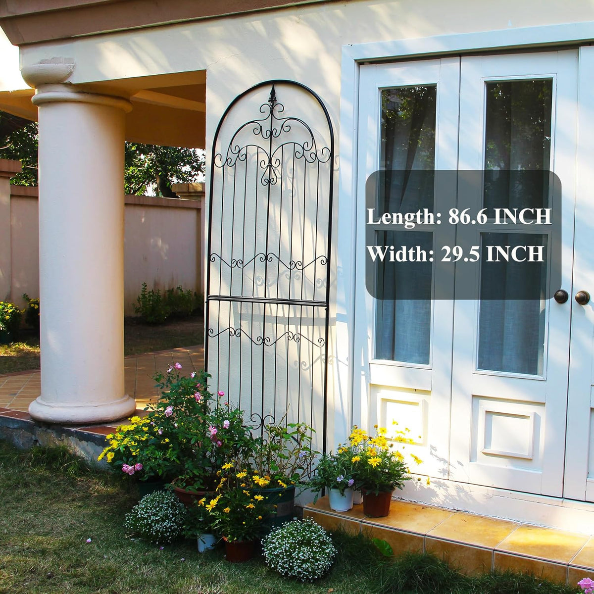 Trellis for Climbing Plants 86.6" H x 29.5" W Tall Garden Trellis Wrought Iron Heavy Scroll Metal
