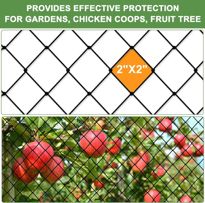 Bird Netting - 25'x100' Heavy Duty Nylon Net with 2' Mesh for Garden Protection, Chicken Coop