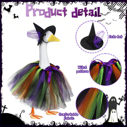 Halloween Witch Porch Goose Outfits Tutu Dress Costume Clothes, for 23" 17" Outdoor Patio Yard Lawn