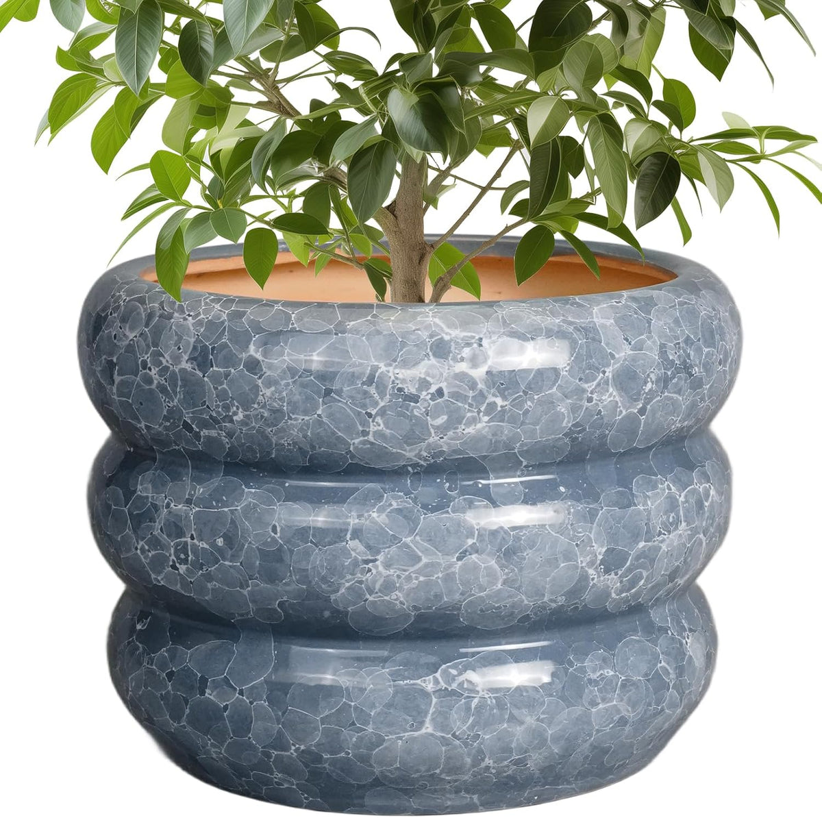 SQOWL Ceramic Planter 10 Inch - Indoor Plant Pot with Drainage Hole Outdoor Planter Large Flower