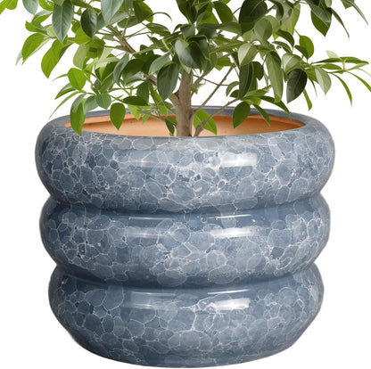 SQOWL Ceramic Planter 10 Inch - Indoor Plant Pot with Drainage Hole Outdoor Planter Large Flower