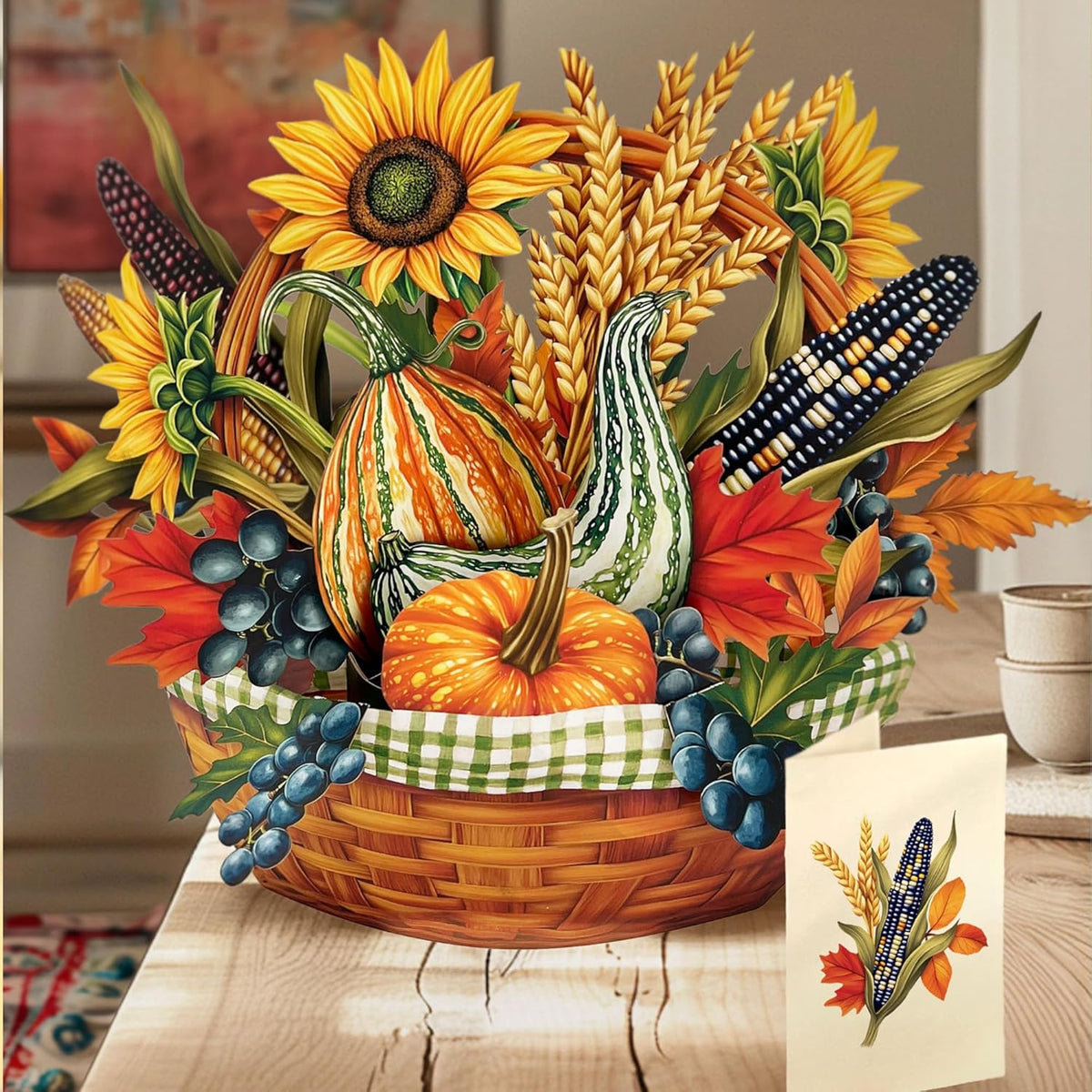 Freshcut Paper Pop Up Cards, Golden Harvest, 12 Inch Life Sized Forever Flower Bouquet 3D Popup