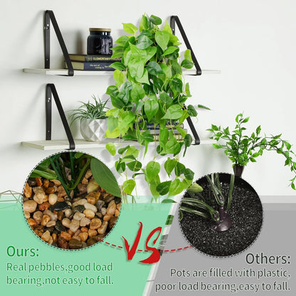 LOYWREE 35.4in Artificial Plants in Black Pot Realistic Fake Hanging Potted Greenery with Faux Ivy