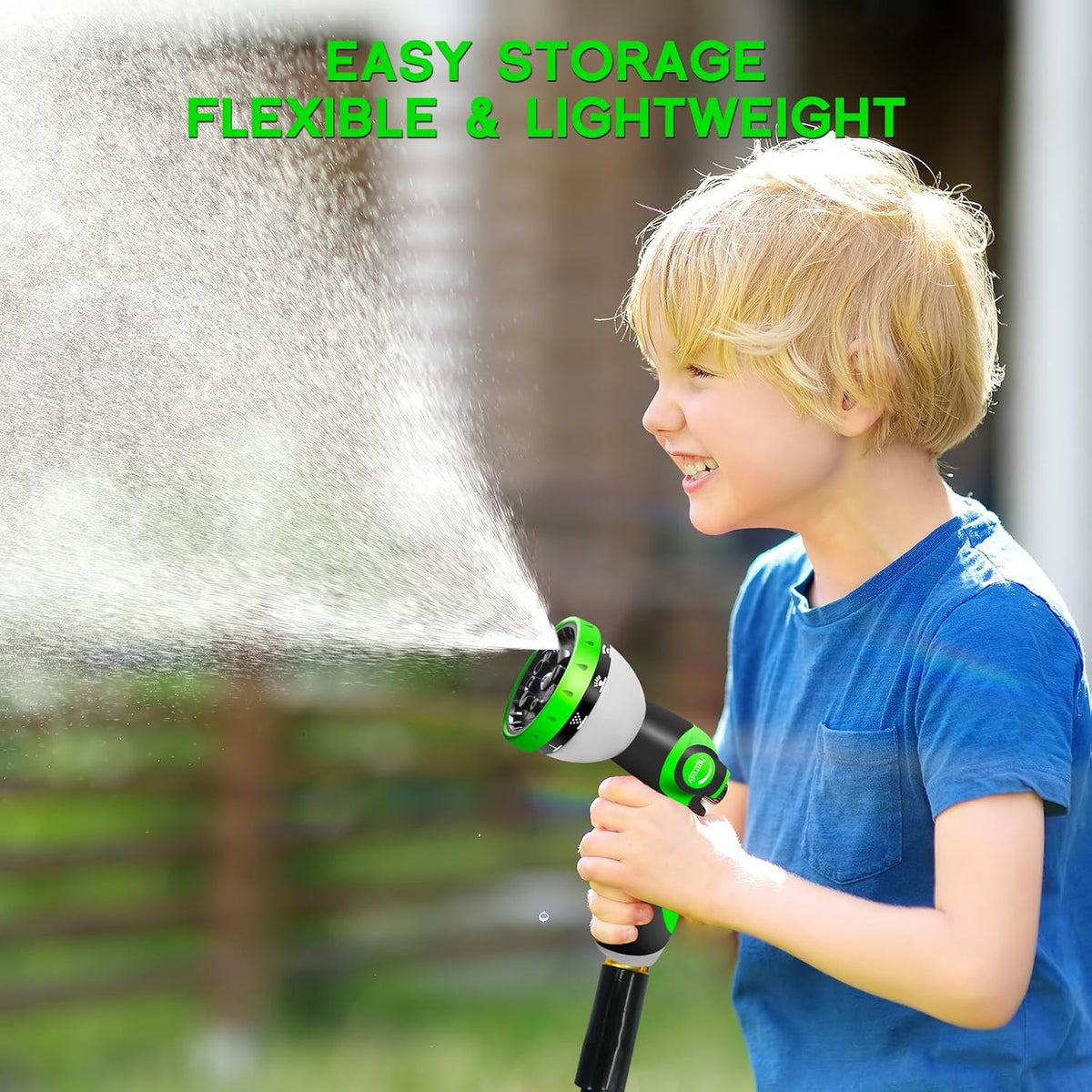 Garden Hose 25 FT, NON-EXPANDABLE Heavy-Duty Flexible & Lightweight Water Hose with 10-Function