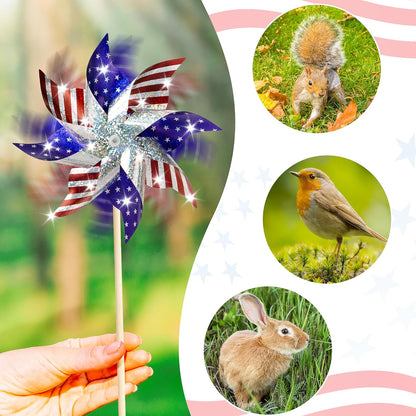 HOOSUN 10 Pcs Patriotic Pinwheels for Yard and Garden,Patriotic Decorations American Flag Pinwheels