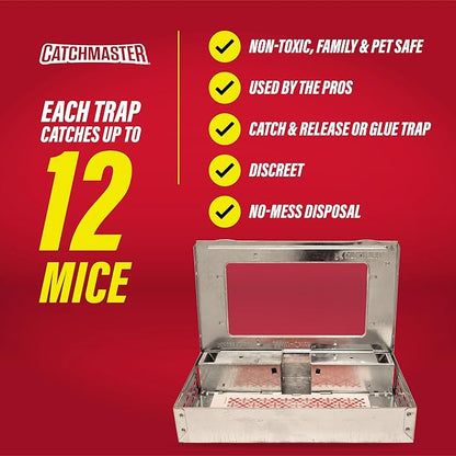 Catchmaster Multi-Catch Mouse Trap 6-Pack, Humane Mouse Traps Indoor for Home, Includes Replaceable