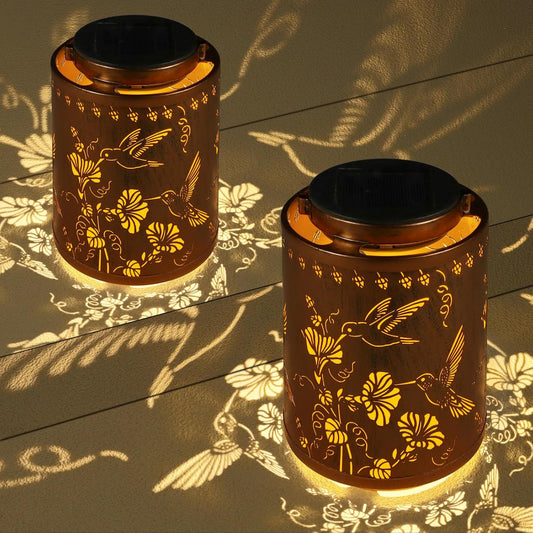 2 Pack Solar Lanterns Outdoor Waterproof Garden Decor Birthday Gifts for Women Mon Grandma Metal