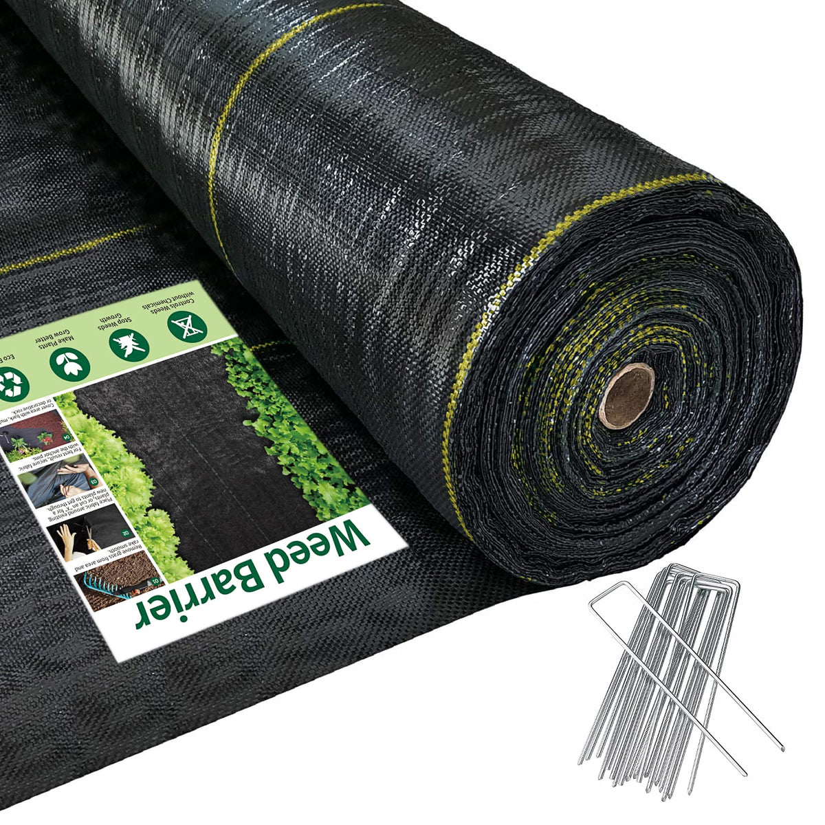 Sunocity 6ft x300ft Black Weed Barrier 3.5oz Landscape Premium Fabric-Heavy Duty Woven Ground Cloth
