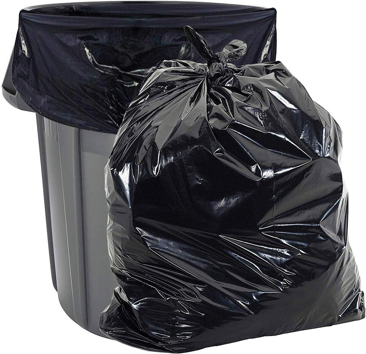 Aluf Plastics Heavy Duty 55 Gallon Trash Bags - (Large 50 Pack/w Ties) - 2 MIL Industrial Strength