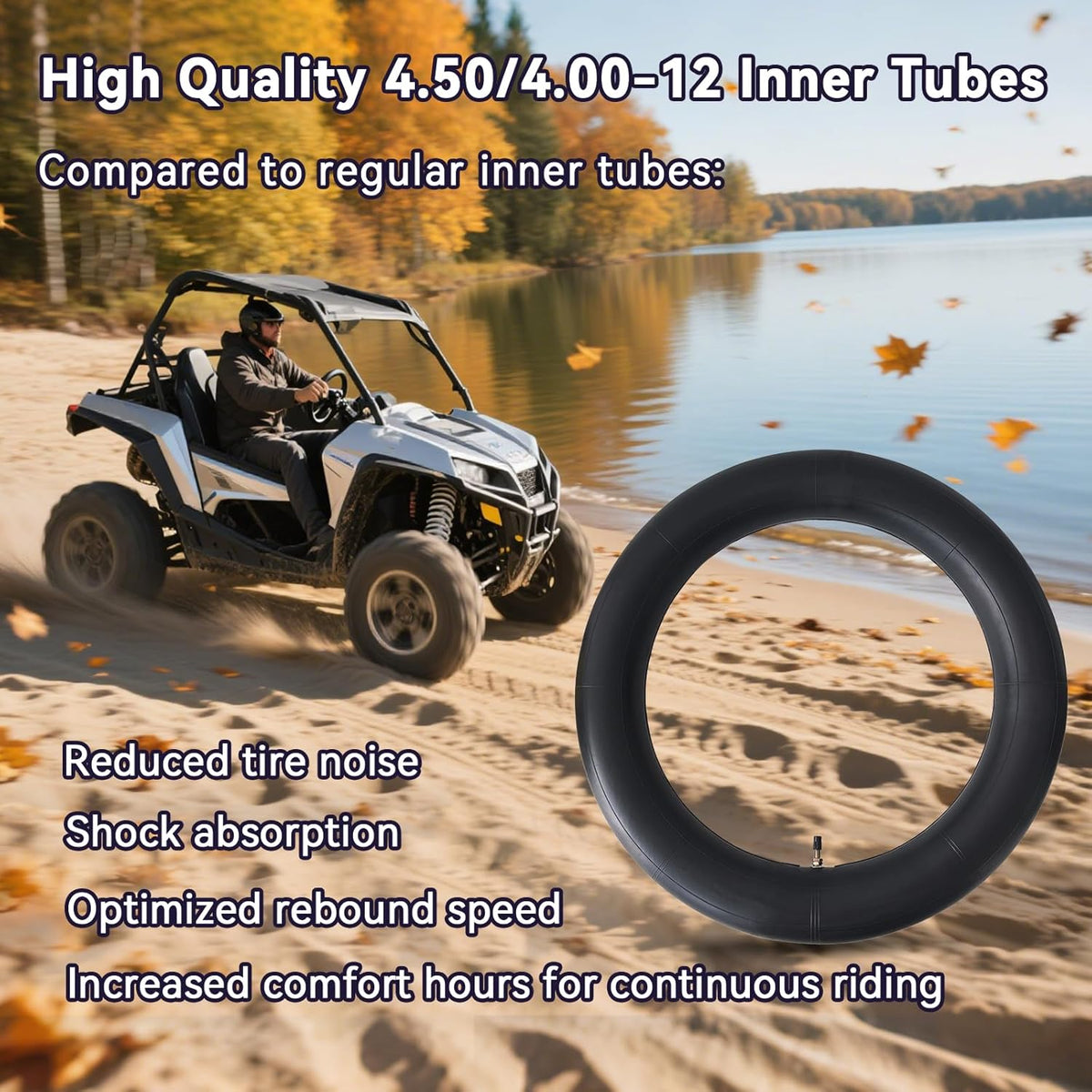 HXYCNNA 2 Pack 4.50-12 4.00-12 Inner Tube Heavy Duty with TR13 Straight Stem for Golf Carts Tractor
