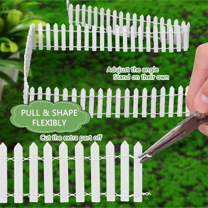 Kigley 6 Pcs 40 Inch Fairy Fence Wood Miniature Garden Picket Fence Decorations for DIY Plant Pot