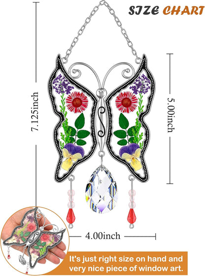 KY&BOSAM Butterfly Suncatcher Mom Gifts Stained Glass Suncatchers for Windows Hangings Wind Chime