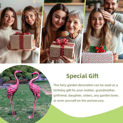 YOUKI Metal Yard Art Flamingo Decor Pink Flamingos for Yard Garden Statues Red Flamingo Yard Art