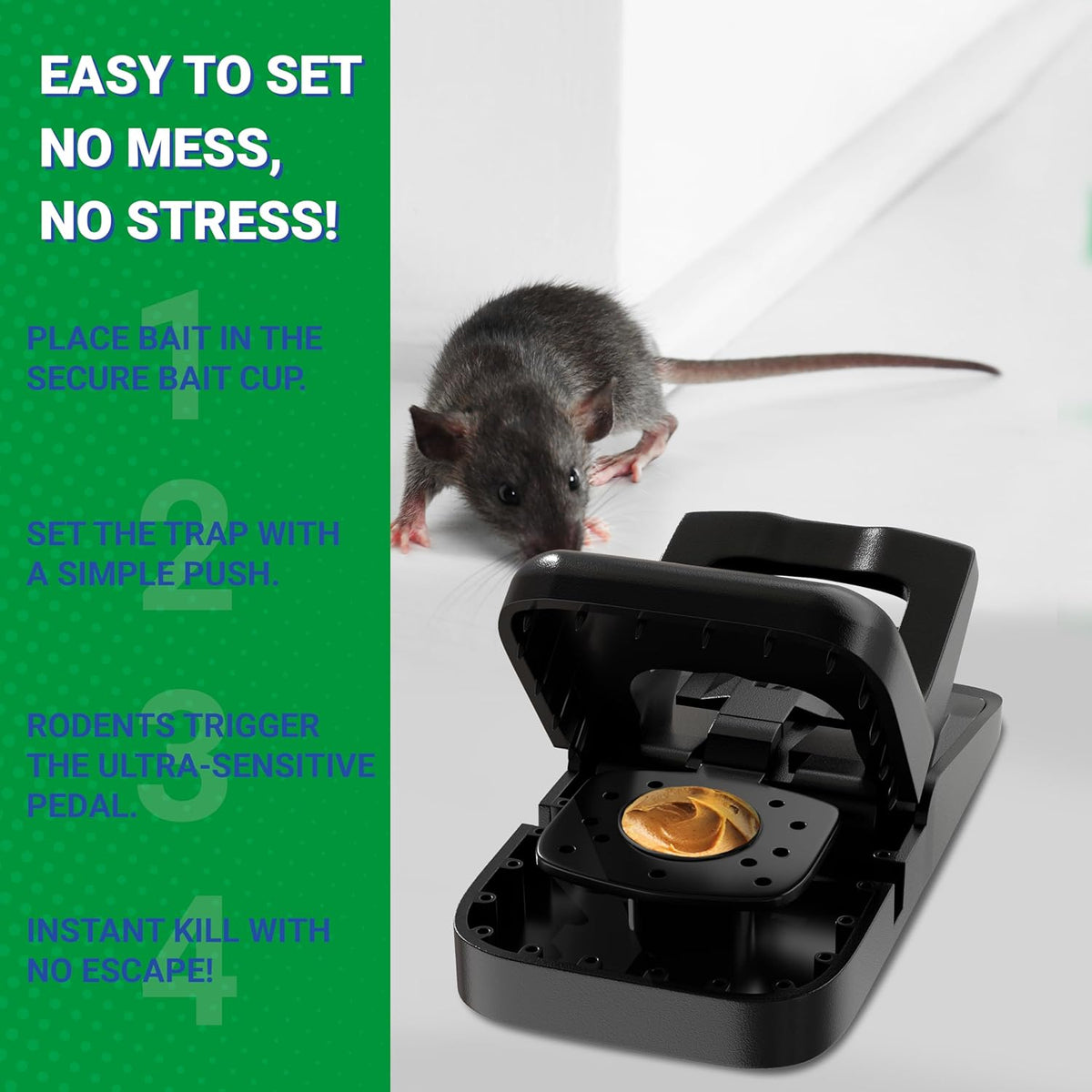 Mouse Traps Indoor for Home - 6 Pack Reusable Rat Trap, Touch-Free Snap Trap, Heavy Duty Mouse