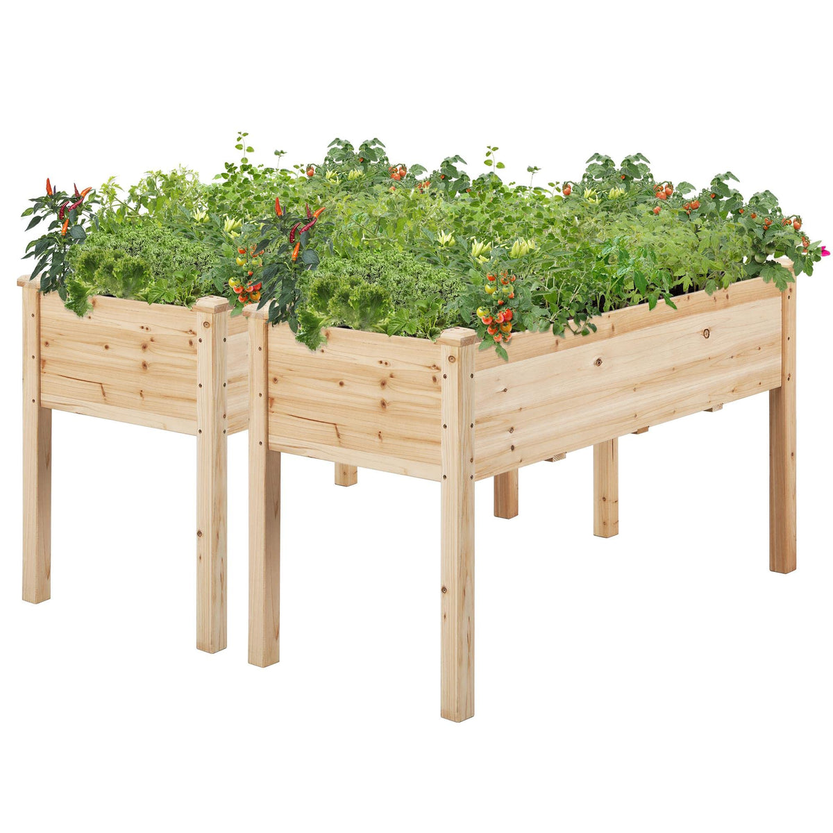 Yaheetech Raised Garden Bed 2Pcs Elevated Wood Planter Box Outdoor, Wood
